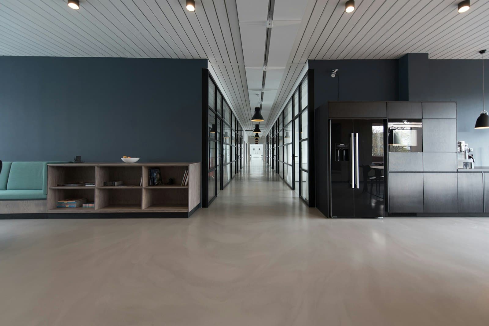 Refined modern office corridor with natural light