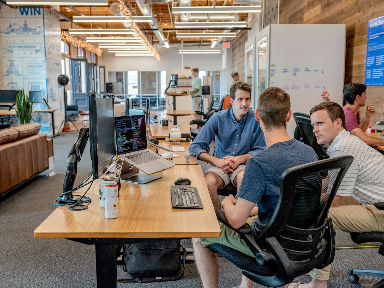 Collaborative workspace with warm natural light